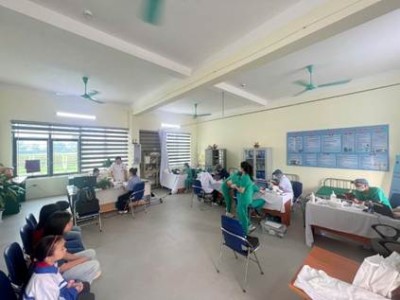 Hoạt động khám sức khỏe răng miệng tại trường TH&THCS Thanh Xương